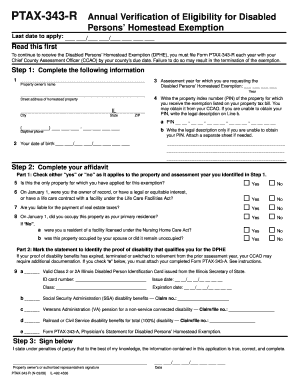 Illinois Disabled Persons' Homestead Exemption Form