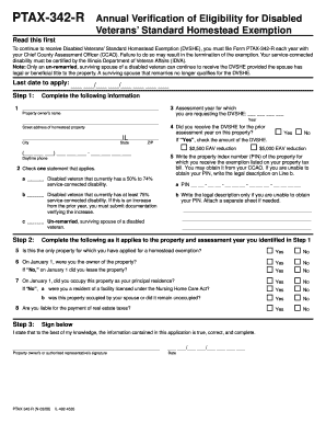 Illinois Disabled Veterans' Standard Homestead Exemption Form