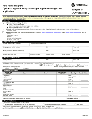FortisBC High-Efficiency Natural Gas Appliance Rebate Application