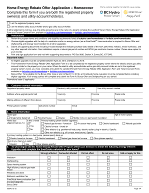 Home Energy Rebate Offer Application