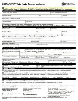 ENERGY STAR Water Heater Rebate Application
