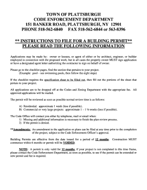 Plattsburgh Building Permit Application