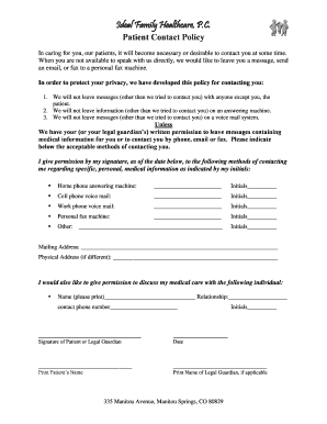 Patient Contact Policy Form