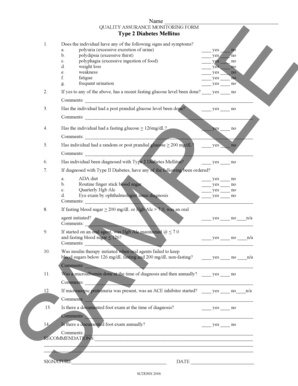 Quality Assurance Monitoring Form for Type 2 Diabetes