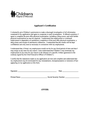 Applicant Certification and Background Information Disclosure Form