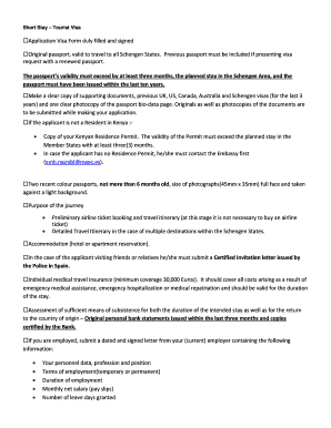 Schengen Tourist Visa Application Form