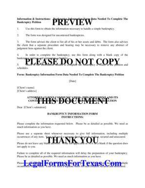 Bankruptcy Information Form