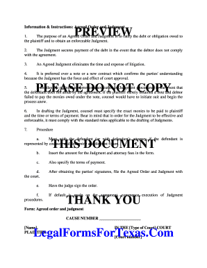 Agreed Order and Judgment