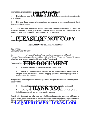 Assignment of Lease and Deposit