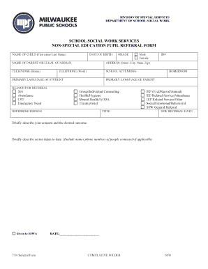 Non-Special Education Pupil Referral Form