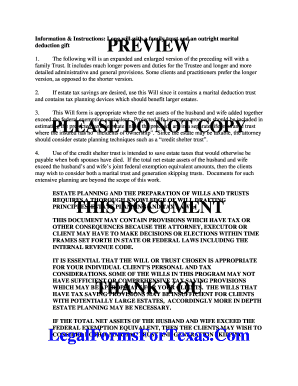 Long Will with Family Trust and Marital Deduction Gift