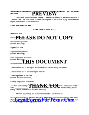 Real Estate Lien Note