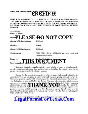 Texas Special Warranty Deed