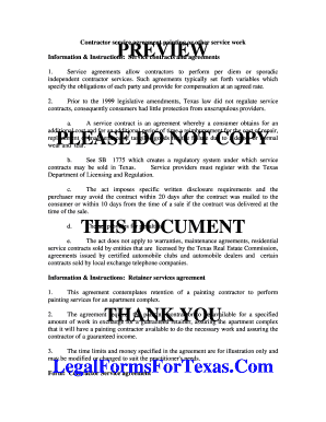 Contractor Service Agreement for Painting or Other Services in Texas