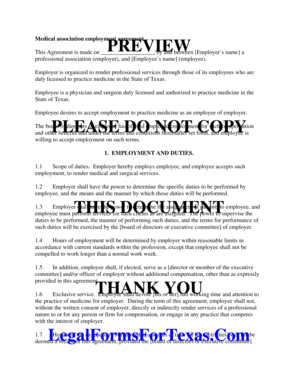 Texas Medical Association Employment Agreement