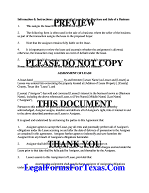 Assignment of Lease for Business Sale