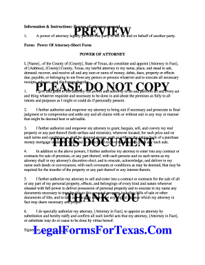 Power of Attorney Short Form