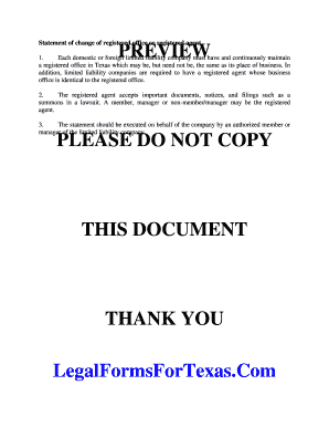 Texas Statement of Change of Registered Office or Agent