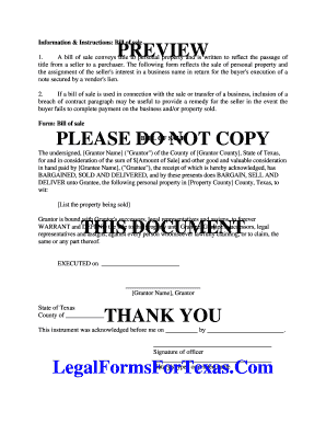 Bill of Sale for Personal Property and Business Name