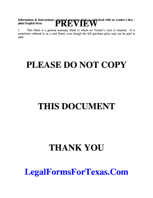 Texas General Warranty Deed with No Vendor's Lien