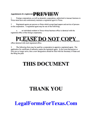 Appointment of Registered Agent for Service of Process