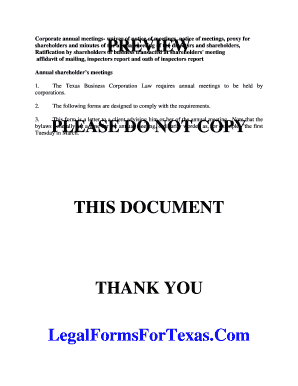 Texas Corporate Annual Meeting Documents