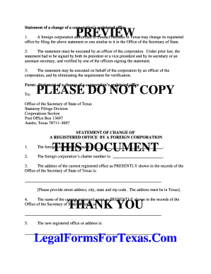 Statement of Change of Registered Office for Foreign Corporation