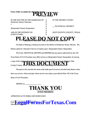 Order on Motion for Alternative Service