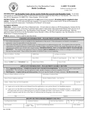 San Bernardino County Birth Certificate Application