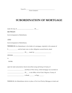 Subordination of Mortgage Agreement