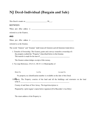 New Jersey Bargain and Sale Deed