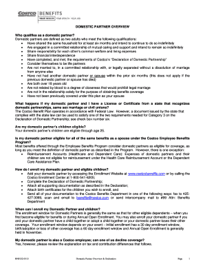 Costco Domestic Partnership Declaration Form