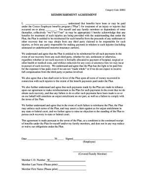 Costco Employee Benefits Reimbursement Agreement