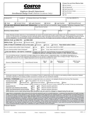 Costco Employee Benefit Enrollment Form