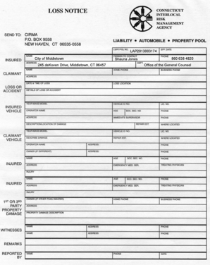 Connecticut Automobile Liability Claim Form