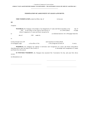Termination of Assignment of Leases and Rents