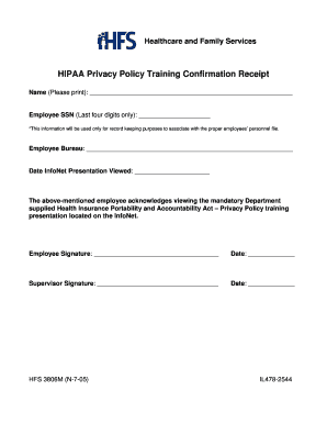 HIPAA Privacy Policy Training Confirmation Receipt