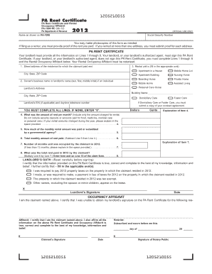 PA Rent Certificate and Rental Occupancy Affidavit