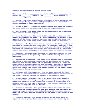 Single Family House Management Contract