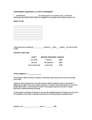Partnership Agreement for Music Recording