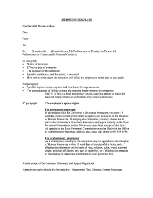 Demotion Notice Template