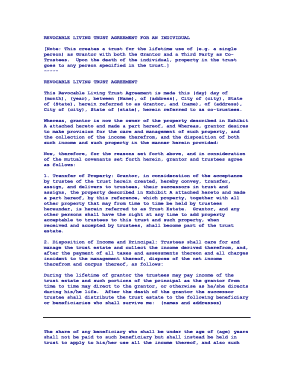 Revocable Living Trust Agreement