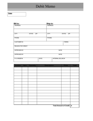 Debit Memo Template