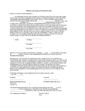 General Release and Waiver of Lien