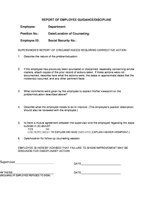 Employee Guidance/Discipline Report