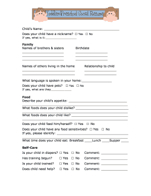 Child Care Information Form
