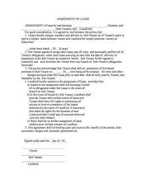 Assignment of Lease Agreement