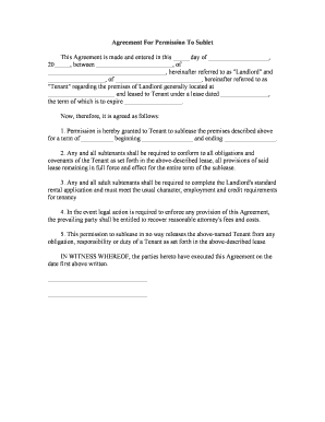 Sublease Permission Agreement