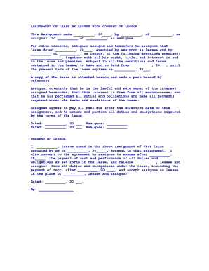Assignment of Lease by Lessee with Consent of Lessor