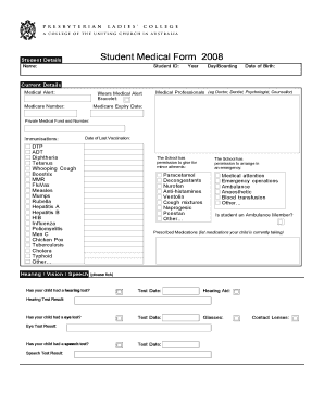 Student Medical Form